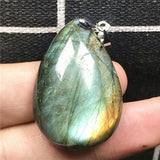 Labradorite Pendant Jewelry Yellow Crystal Beads Water Drop