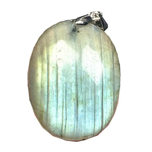 Natural Labradorite Pendant Jewelry Yellow Oval Crystal 31x21mm Beads