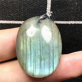 Natural Labradorite Pendant Jewelry Yellow Oval Crystal 31x21mm Beads