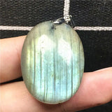 Natural Labradorite Pendant Jewelry Yellow Oval Crystal 31x21mm Beads