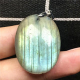 Natural Labradorite Pendant Jewelry Yellow Oval Crystal 31x21mm Beads