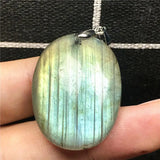 Natural Labradorite Pendant Jewelry Yellow Oval Crystal 31x21mm Beads