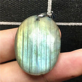 Natural Labradorite Pendant Jewelry Yellow Oval Crystal 31x21mm Beads
