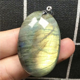 Labradorite Pendant Yellow Oval 40x27x9mm