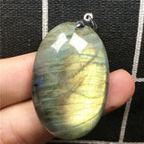 Labradorite Pendant Yellow Oval 40x27x9mm