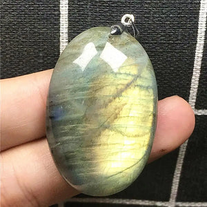 Labradorite Pendant Yellow Oval 40x27x9mm