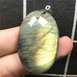 Labradorite Pendant Yellow Oval 40x27x9mm