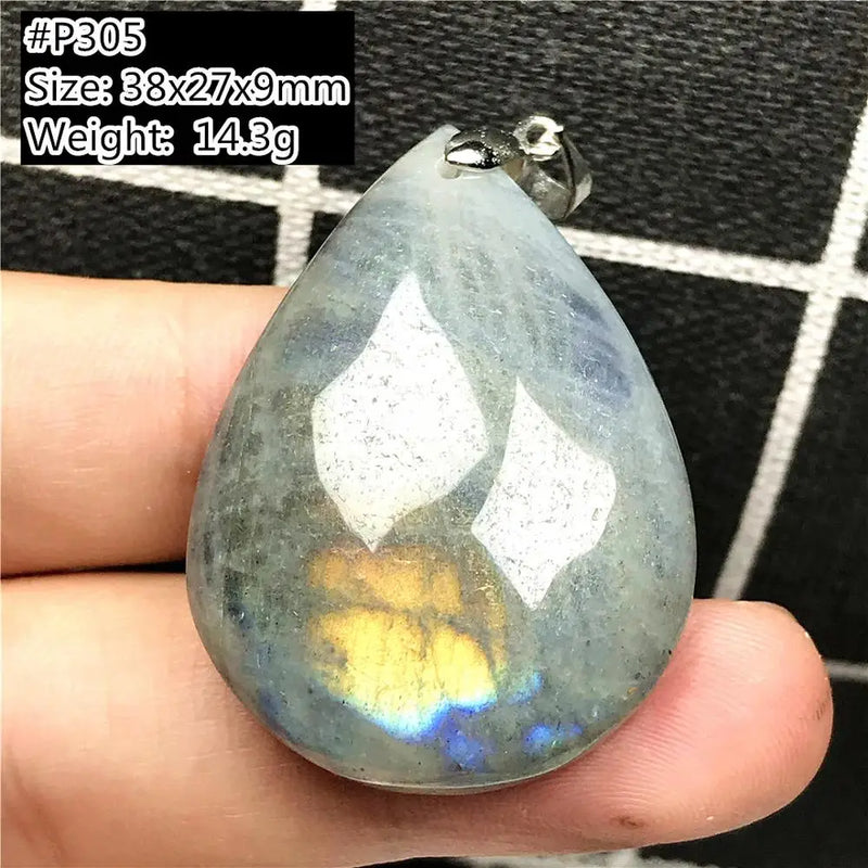 Labradorite Pendant Jewelry Yellow Light Beads Healing Water Drop Moontone
