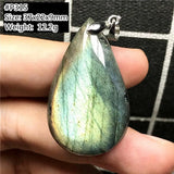 Labradorite Pendant Jewelry Yellow Light Beads Healing Water Drop Moontone