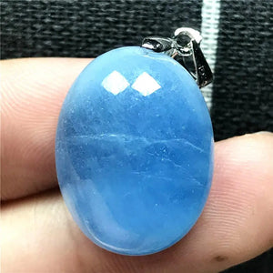 Natural Ocean Aquamarine Necklace Pendant Crystal Stone Silver Jewelry