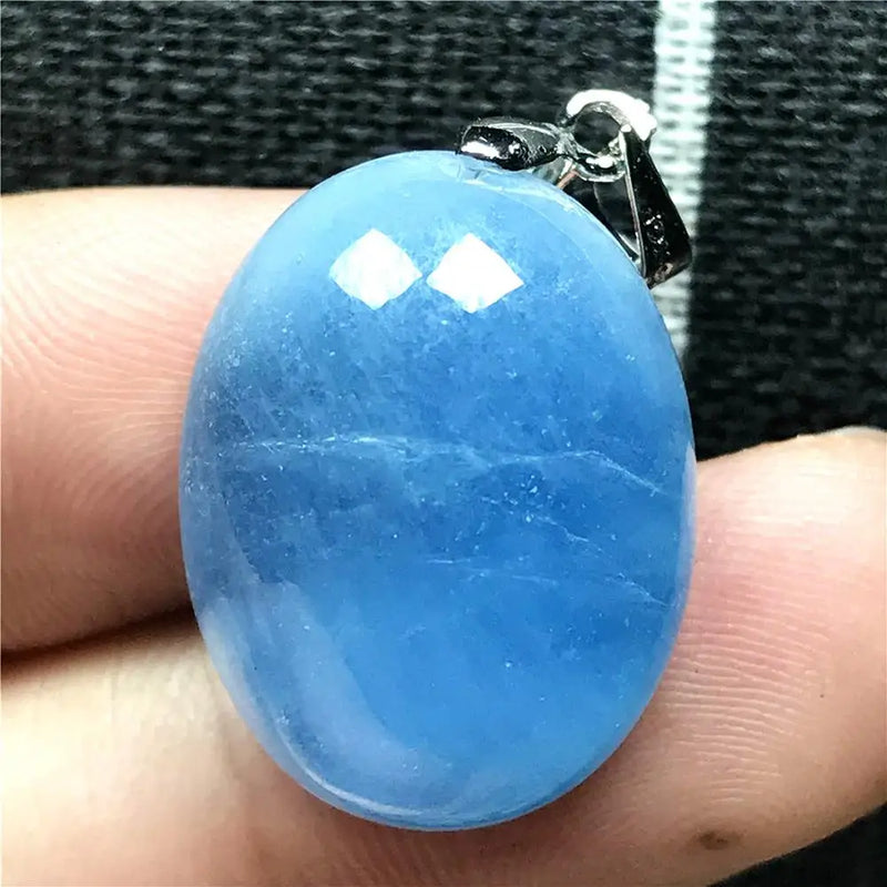 Natural Ocean Aquamarine Necklace Pendant Crystal Stone Silver Jewelry