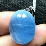 Natural Ocean Aquamarine Necklace Pendant Crystal Stone Silver Jewelry