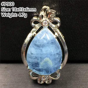 Ocean Aquamarine Crystal Pendant Jewelry 18x13x6mm Silver Gemstone AAAAA
