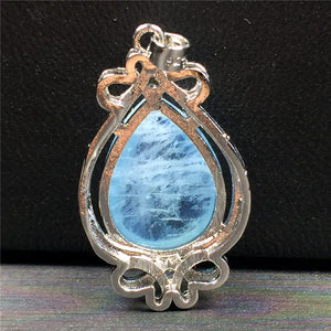 Ocean Aquamarine Crystal Pendant Jewelry 18x13x6mm Silver Gemstone AAAAA