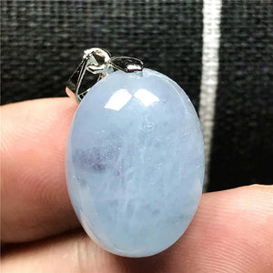 Natural Ocean Aquamarine Necklace Pendant Crystal Silver Beads Stone Jewelry
