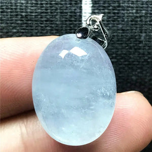Natural Ocean Aquamarine Necklace Pendant Silver Beads Jewelry AAAAA
