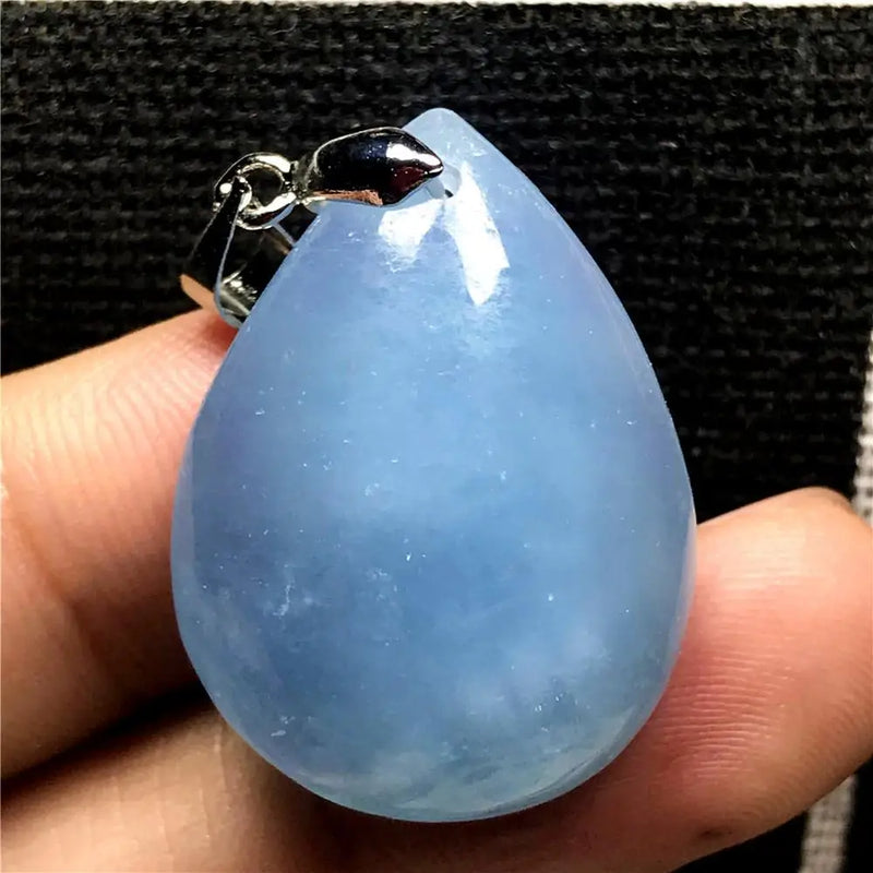 Aquamarine Necklace Pendant Crystal Silver Beads Water Drop Stone Jewelry