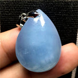 Aquamarine Necklace Pendant Crystal Silver Beads Water Drop Stone Jewelry