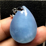 Aquamarine Necklace Pendant Crystal Silver Beads Water Drop Stone Jewelry