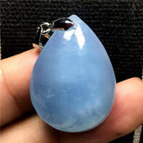 Aquamarine Necklace Pendant Crystal Silver Beads Water Drop Stone Jewelry