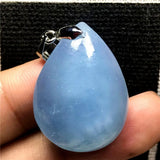 Aquamarine Necklace Pendant Crystal Silver Beads Water Drop Stone Jewelry