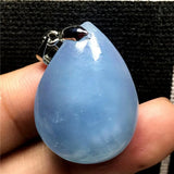 Aquamarine Necklace Pendant Crystal Silver Beads Water Drop Stone Jewelry