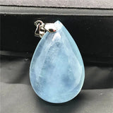 Ocean Aquamarine Necklace Pendant Crystal Silver Beads Water Drop Stone