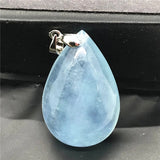 Ocean Aquamarine Necklace Pendant Crystal Silver Beads Water Drop Stone