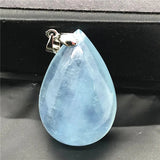 Ocean Aquamarine Necklace Pendant Crystal Silver Beads Water Drop Stone