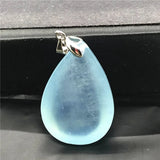 Ocean Aquamarine Necklace Pendant Crystal Silver Beads Water Drop Stone