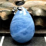 Natural Ocean Aquamarine Necklace Pendant Crystal Silver Beads