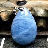 Natural Ocean Aquamarine Necklace Pendant Crystal Silver Beads