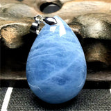 Natural Ocean Aquamarine Necklace Pendant Crystal Silver Beads