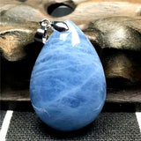 Natural Ocean Aquamarine Necklace Pendant Crystal Silver Beads