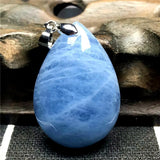 Natural Ocean Aquamarine Necklace Pendant Crystal Silver Beads