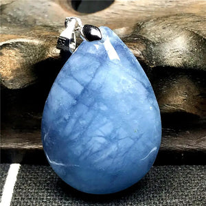 Ocean Aquamarine Necklace Pendant Crystal Silver Beads Drop Stone Jewelry