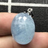 Natural Ocean Aquamarine Pendant Crystal Silver 20x15x10mm AAAAA