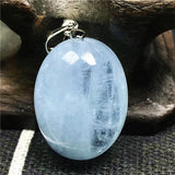 Ocean Aquamarine Pendant Crystal Silver 20x15x10mm Beads Egg Shape Stone Jewelry
