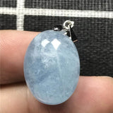 Natural Ocean Aquamarine Pendant Crystal Silver 20x15x10mm AAAAA