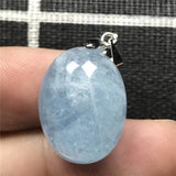 Natural Ocean Aquamarine Pendant Crystal Silver 20x15x10mm AAAAA