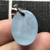 Natural Ocean Aquamarine Pendant Crystal Silver 20x15x10mm AAAAA