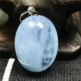 Ocean Aquamarine Pendant Crystal Silver 20x15x10mm Beads Egg Shape Stone Jewelry