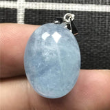 Natural Ocean Aquamarine Pendant Crystal Silver 20x15x10mm AAAAA