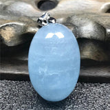Natural Ocean Aquamarine Pendant Jewelry Crystal Silver Beads Necklace AAAAA