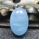 Natural Ocean Aquamarine Pendant Jewelry Crystal Silver Beads Necklace AAAAA