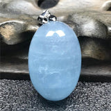 Natural Ocean Aquamarine Pendant Jewelry Crystal Silver Beads Necklace AAAAA