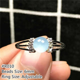 Natural Ocean Aquamarine Ring for Women Crystal Beads Silver Clear Gemstone Ring