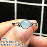 Natural Ocean Aquamarine Ring for Women Crystal Beads Silver Clear Gemstone Ring