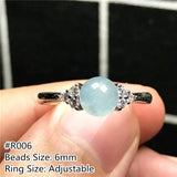 Natural Ocean Aquamarine Ring for Women Crystal Beads Silver Clear Gemstone Ring