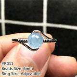 Natural Ocean Aquamarine Ring for Women Crystal Beads Silver Clear Gemstone Ring
